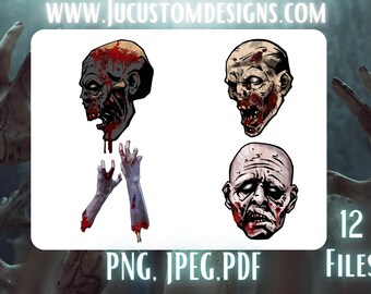 Pacchetto clipart di Halloween con zombi: PNG/PDF/JPEG non morti, uso commerciale