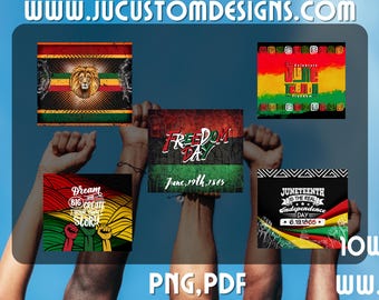 Pacchetto Juneteenth Wrap: Design afroamericani (PNG, PDF)