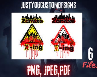 Pacchetto Zombies Crossing Halloween immagine/zombie/segno/spaventoso/orrore/spaventoso/taglierine/adesivi/sublimazione./PNG/JPEG/Eps/Svg/ PDF