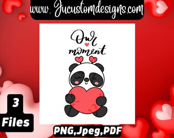 Panda di San Valentino con cuore - Download digitale PNG/PDF/JPEG