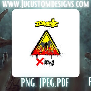 Zombie crossing yellow Halloween image/werewolf/sign/scary/horror/cutters/stickers/sublimation.|PNG|JPEG| PDF