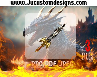 Download digitale di Dragon Scale Sword / Arte di armi fantasy e risorse per giochi di ruolo / D&D / Clip art dark fantasy PNG trasparente per uso commerciale