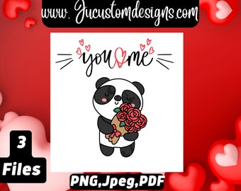 Panda San Valentino PNG: Design You Love Me (download digitale)