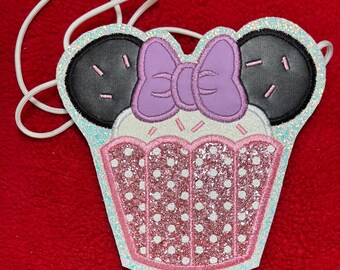 Minnie Mouse Födelsedagscupcake Flat Lay, Axelväska/Plånbok för Flickor