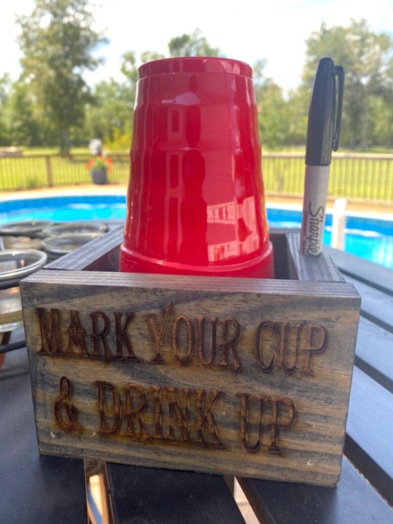 Solo cup holder with Sharpie/ Cup and marker holder/ Etsy