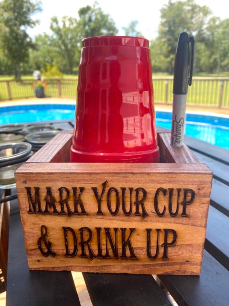 Solo cup holder with Sharpie/ Cup and marker holder/ Etsy