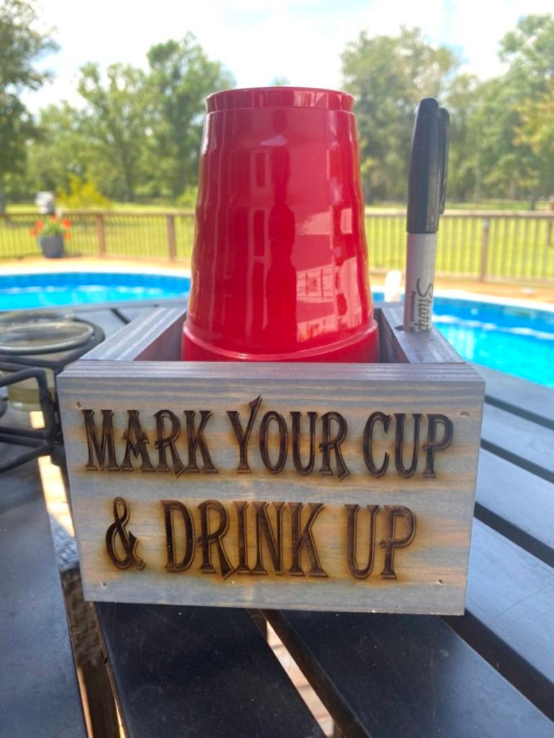 Solo cup holder with Sharpie/ Cup and marker holder/ Etsy