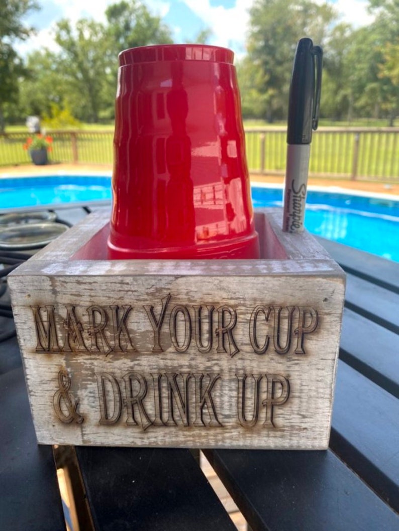Solo cup holder with Sharpie/ Cup and marker holder/ Etsy