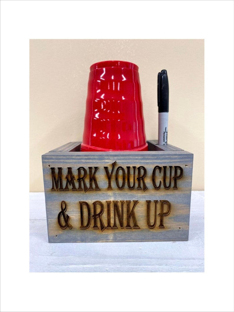 Solo cup holder with Sharpie/ Cup and marker holder/ Etsy
