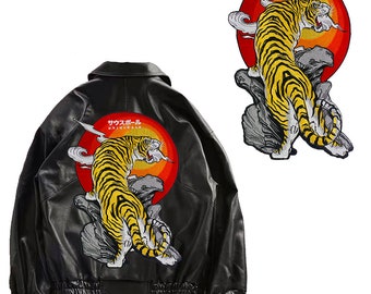 Grand tigre Animal fer sur patchs vêtements broderie appliques décoratives Ride veste Badges 1 pièce