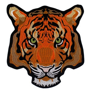Roaring Tiger Head Patches Applikationer Broderi Märken Stryk-på Patches för Biker Jacka Ryggsäck Patches Brun