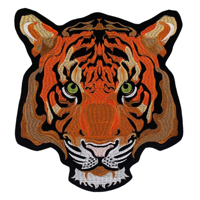 Roaring Tiger Head Patches Applikationer Broderi Märken Stryk-på Patches för Biker Jacka Ryggsäck Patches Brun
