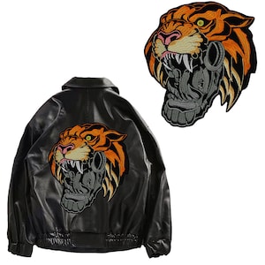 Grand Tigre Broderie Patches Fer sur Badge Moto Applique Backpatches Veste en cuir Emblème Accessoires