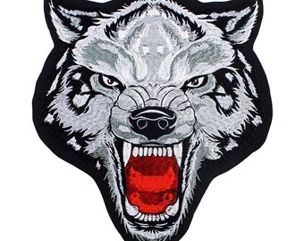 Large Wolf Head Embroidery Fabric Patches Applique Iron on Badges Scrapbooking Sew on Clothes