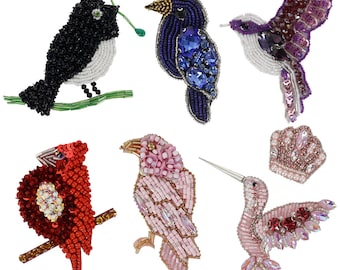 DIY Rhinestone Beaded Patch Humming Bird Design Embroidery Applique Sequin Embellishments Sew on Badges