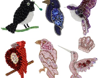 DIY Rhinestone Beaded Patch Bird Design Embroidery Applique Sequin Embellishments Sew on Badges