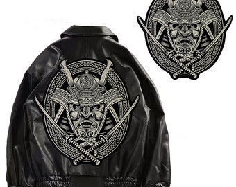 Samouraï Large Back Patch Embroidery Applique Iron on Jacket Back Patches Biker Vest 1 piece