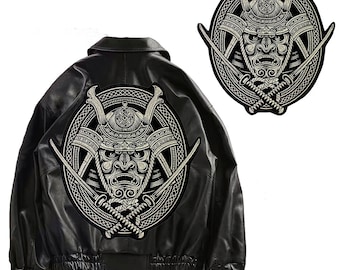 Samouraï Large Back Patch Ricamo Applique Ferro sulla giacca Back Patches Biker Vest 1 pezzo