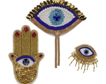 Kralen oogpatches, duivelse handwerk maan badges, handogen applicaties om op kleding en schoenen te naaien, decoratieve badges, 1 set