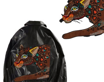 Large Leopard Patches Embroidered Aniaml Applique for Leather Jacket Backpatches Sew on Appliques Badges Accessories