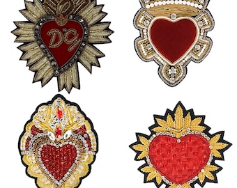 Milagro Heart Patches Indian Wire Badges Crown Badges Luxury Diamond Emblem Applique Sew on  Decorative Patches  1 piece