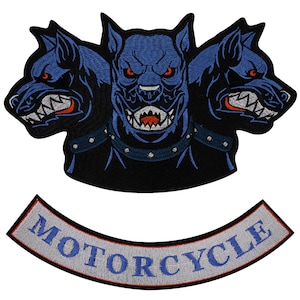 Embroidery Wolf Dog Head Iron on Emblem Motorcycle Stickers Patches Applique Bikers Jacket Backpack Badge