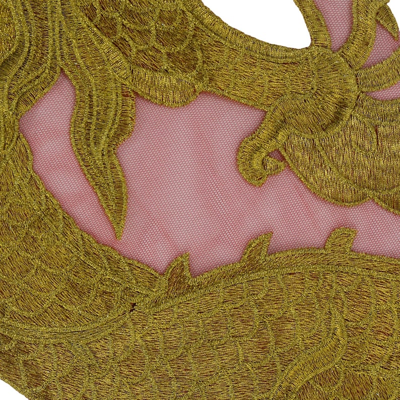 Dragon Patches Long Gold Dragon Applique Embroidery Patch Etsy