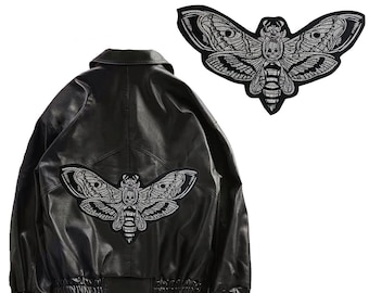 Large Deaths Head Hawkmoth DIY Brodé Fer Cousu sur le dos Patch Cadeau Horreur Craft Badge Esthétique Punk Metal Applique Motif