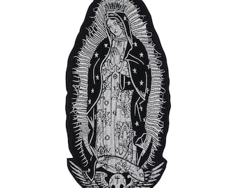 Virgin Mary Gran Hierro sobre Parche Bordado Apliques De costura Etiqueta Punk Biker Parches Ropa Pegatinas Ropa Accesorios Insignia...