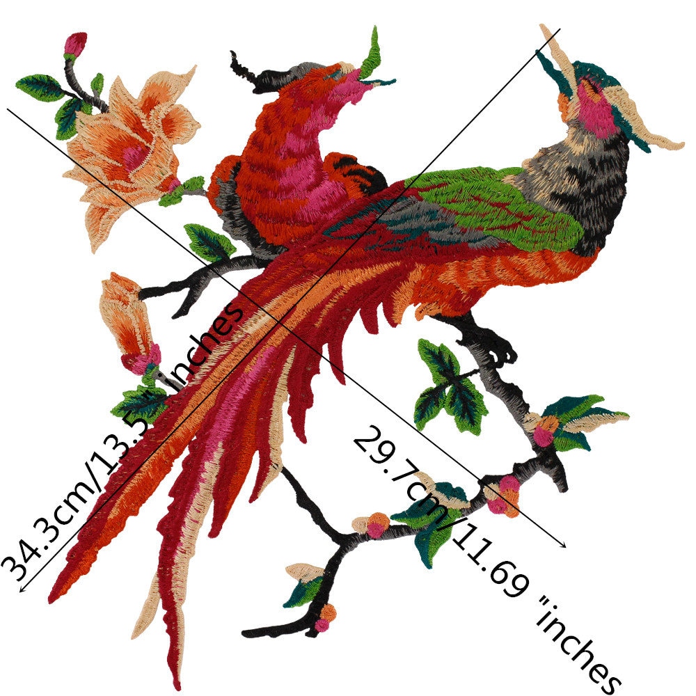 Peacock Patches Long Applique Embroidery Lace Fabric Patches Etsy
