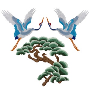 Retro Crane Applique Embroidery Classic Tree Fabric Patches Lace Motif Patches Scrapbooking Sew on Hadmade Clothing Decor 1 set/ 3 pieces