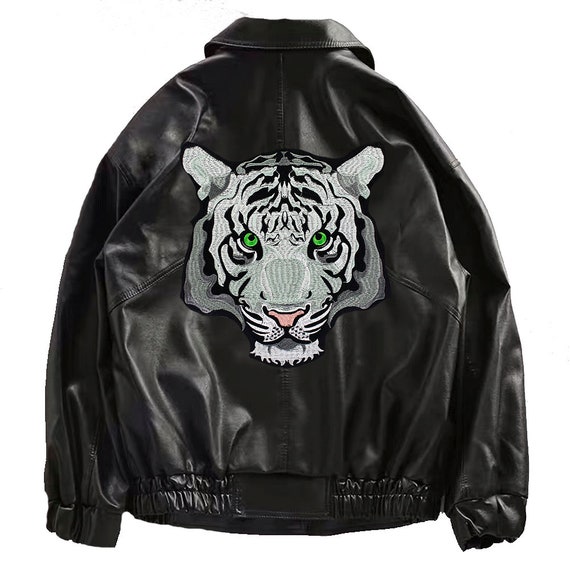 Double Tiger Head Iron-On Patch - Large Roaring Tiger Embroidered Applique For Jackets & Backpacks