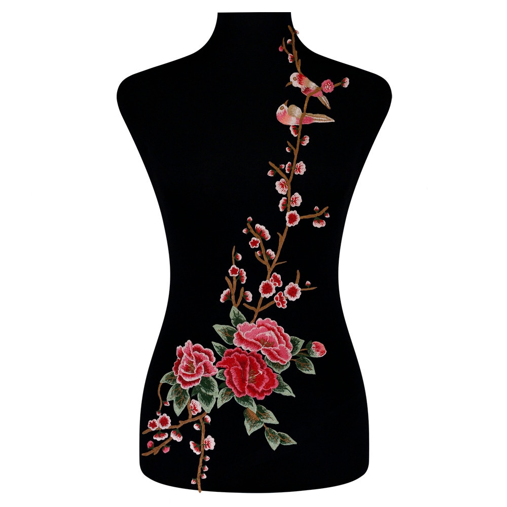 Long Floral Applique Embroidered Patches Lace Fabric Patches Etsy