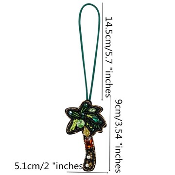 Beaded Patch Charm Bead Palm Tree Hanging Charm Bag Charm Rhinestones Coconut Tree Boho Festival Jewelry with Rope Decor DIY Gift for Her