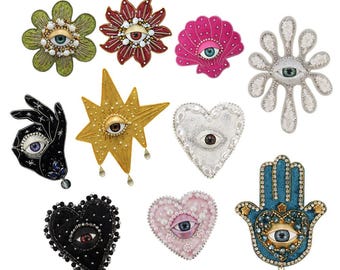 Mystic Eye Beaded Patch Handmade 3D Eye Sew On Applique  Gothic Jacket Embellishment  Dark Academia Fashion  Music Festival Decorations