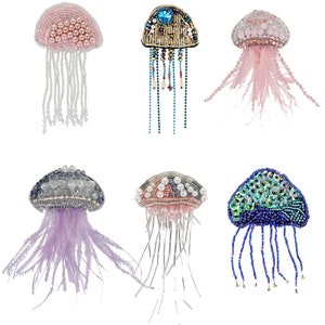 Handmade Rhinestone Jellyfish Beaded Tassel Jewel Patches for Clothes Sew on Applique Craft 2 pieces