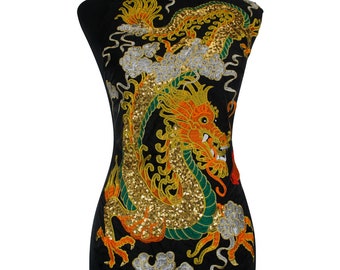 Large Dragon Patches Sequin Power Dragon Applique Embroidery Patches Sew on Clothes Decorated Costume 1 piece