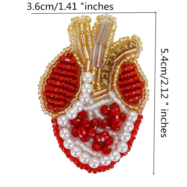 Beaded Heart Patches Crown Heart Decor Badges Applique Sew on Patches for Brooches Clothes Decorated Sewing DIY A