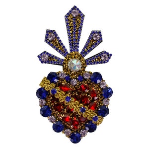 Craft  Sacred Heart  Patches Purple Crown Heart Patches  Applique Sew on Crystal Mexican Heart  Patches  Decorated 1 piece