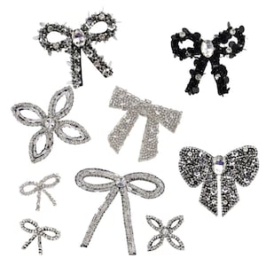 Handmade Sequin Bowknot Patch | Beaded Rhinestones Crystal Appliques Personalized Clothing Embellishment DIY Gift for Costume Party