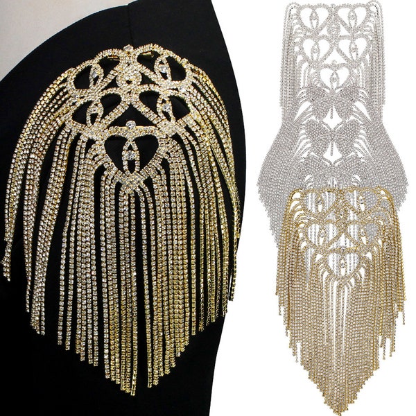 Crystal Butterfly Tassel Epaulettes Épaule Crystal Chain Fringe Shoulder Badge Broches Heart Brooch Pins pour Ringmaster Costume 2 pièces