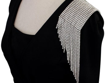 Nappa di cristallo Epaulette Spalla Patch Diamante Nappa Strass Spalla Applique Sposa Spalla Catena 2pezzi
