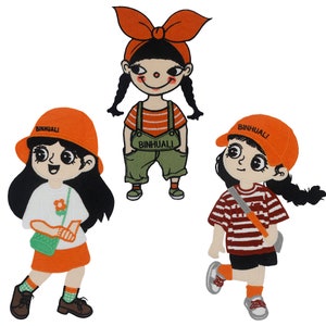Girl Patches Embroidered Applique Kid Pattern Patch Sew on Backpack Patches Fashion Brand Badge
