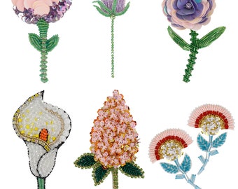 Sequin Flower Applique Handmade Beaded Crystal Patches Sew-On Patch Designs Badges Perfect for Clothes, Brooches, and Decor