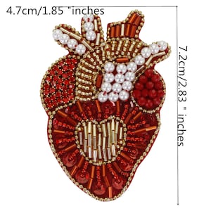 Beaded Heart Patches Crown Heart Decor Badges Applique Sew on Patches for Brooches Clothes Decorated Sewing DIY C