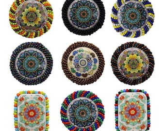 Bohemian Ethnic Style Mandala Patch Handmade Beaded Round Patch for Stylish Embellishments Beach Shoes Decor