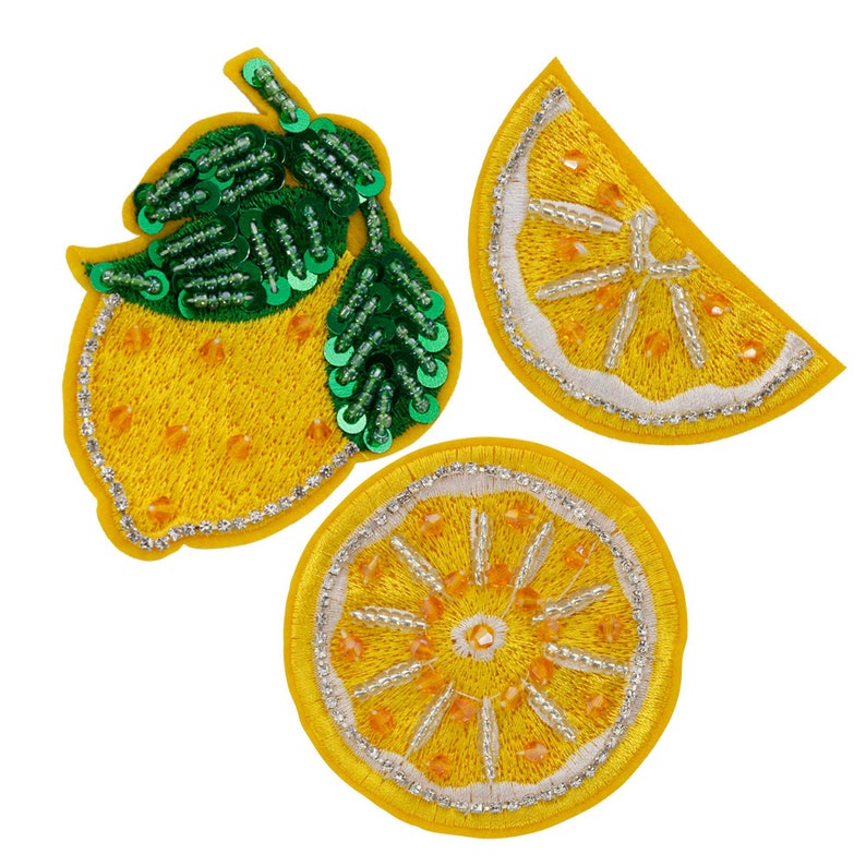 Lemon Beaded Fruit Patches Embroidery Patch Sew on DIY Project ...