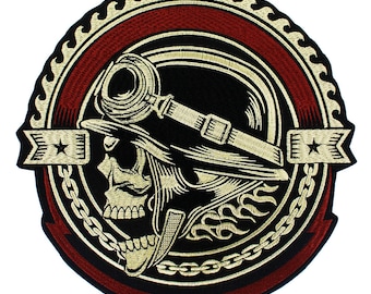 Ricamo Gear Skull Patches Motif Applique Iron su adesivi per Giacca Back Punk Bike Badges