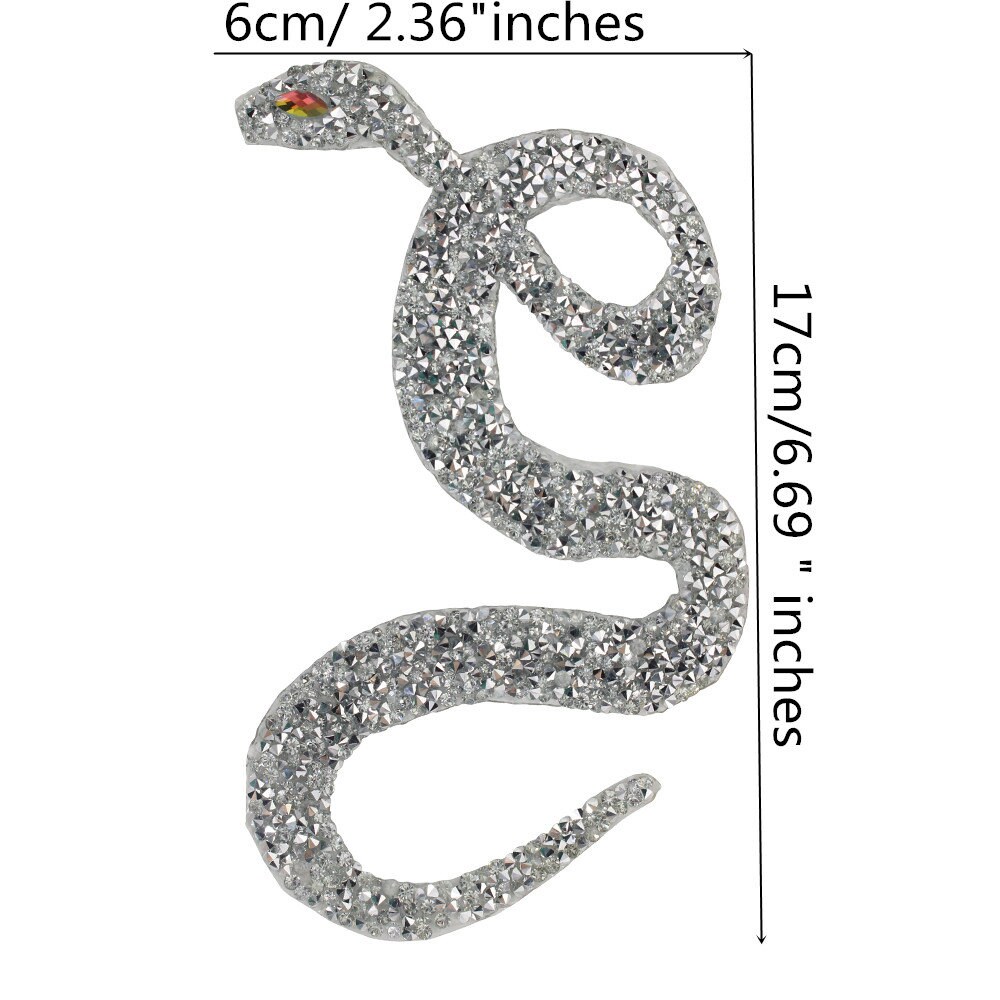EMDOMO Coppia di toppe a forma di serpente, con strass, da cucire, emblema decorativo, per scarpe, vestiti, accessori fai da te, 1 paio (A