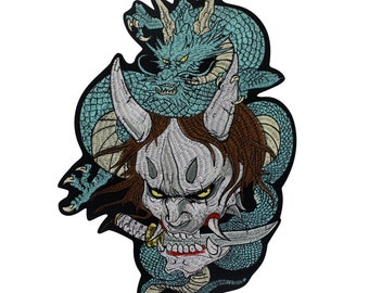 Large Dragon Patches Skull Patches Iron on Emblem Embroiderer Patch Applique Motorcycle Stickers Patches Bikers Jacket Backpack Badge